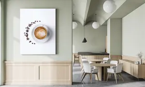 Bild als Forex Druck in einem Café an der Wand, Motiv Kaffeetasse von oben